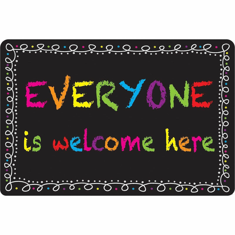 Ashley Smart Poly Original Fun Welcome Mat, 15.50" Length x 23.50" Width, Everyone is Welcome Here, Chalk Loop (ASH91508) Each