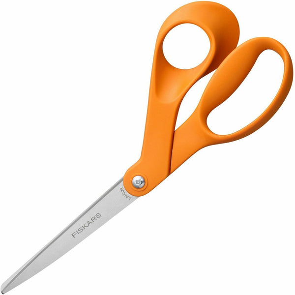 Fiskars Original Orange-handled Scissors, 8" Overall Length, Bent, Stainless Steel Precision-ground Blade, Sharp Tip (FSK1069755) Each