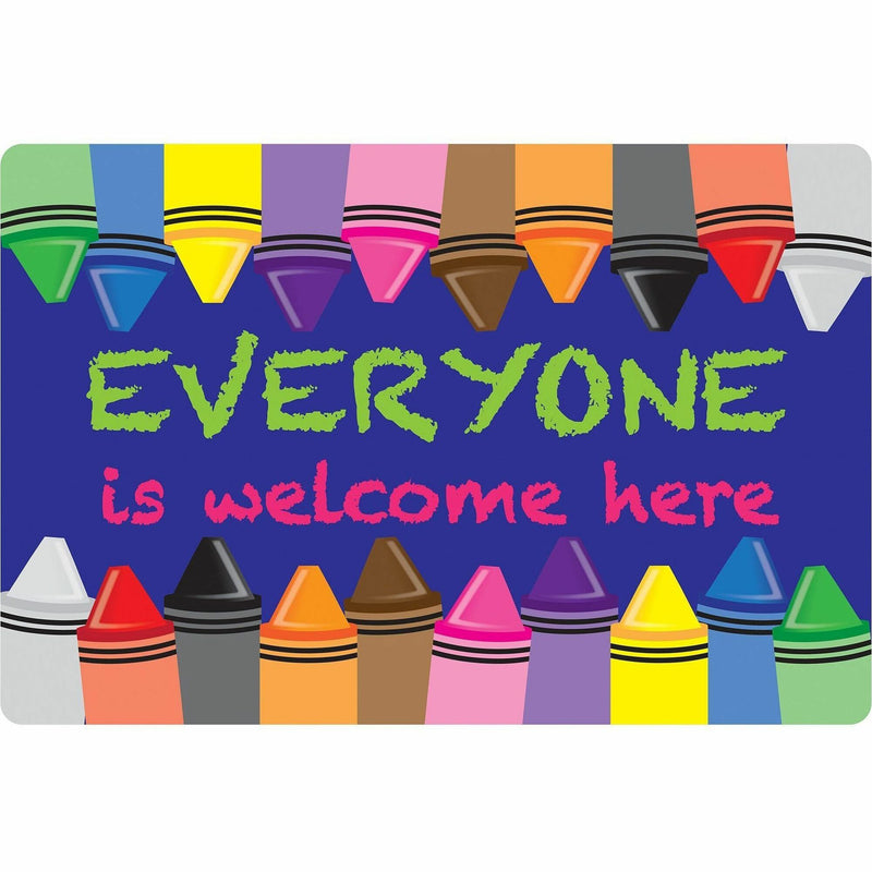 Ashley Smart Poly Original Fun Welcome Mat, 15.50" Length x 23.50" Width, Everyone is Welcome Here, Crayons (ASH91502) Each