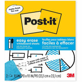 3M Easy Erase Permanent Marker Whiteboard Sheets, White (MMMEESH2PKSIOC) Each