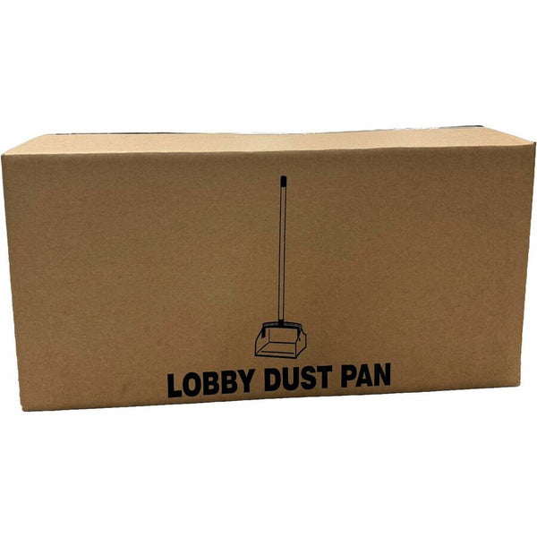 Genuine Joe Lobby Dust Pan, 11.50" Wide, 30" Aluminum Handle, Black, Silver, 6/Carton (GJO85237CT) Case of 6