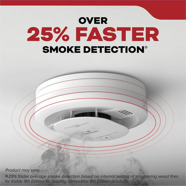 Kidde Smoke Alarm, 85 dB, Visual, Audible, Surface Mount, Wall Mountable, Ceiling Mountable, Red, Green, Amber, White (KID21031447) Each