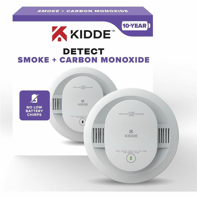 Kidde Combo Carbon Monoxide/Smoke Alarm, 85 dB, Audible, Visual, Surface Mount, Wall Mountable, Ceiling Mountable, Red, Green, Amber, White (KID21031502) Each