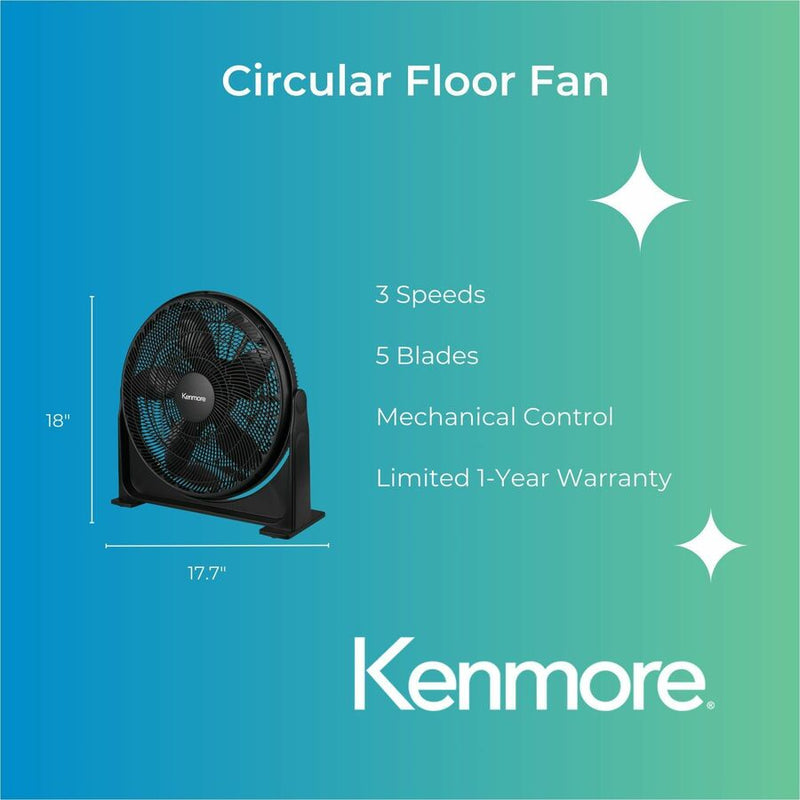 ESM 20" Circular Fan, 3 Speed, Quiet Operation, Black (ESMKM60049BK) Each