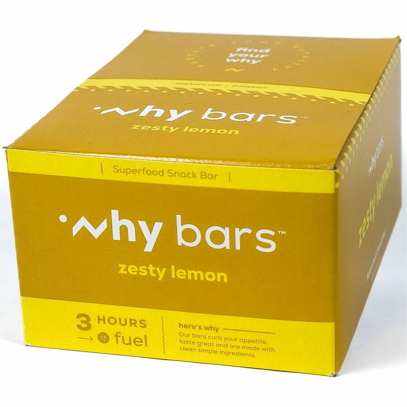 Why Bars Superfood Protein Snack Bars, Gluten-free, Dairy-free, Soy-free, Non-GMO, Individually Wrapped, Zesty Lemon, 2.04 oz, 12/Pack (WHYWB7) Pack of 12