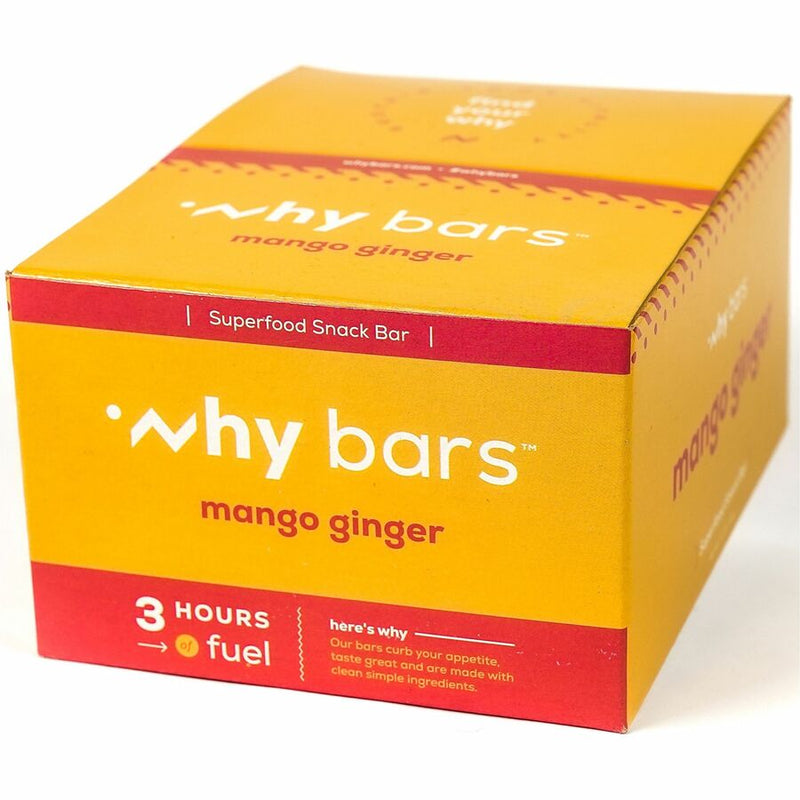 Why Bars Superfood Protein Snack Bars, Gluten-free, Dairy-free, Soy-free, Non-GMO, Individually Wrapped, Mango Ginger, 2.04 oz, 12/Pack (WHYWB5) Pack of 12
