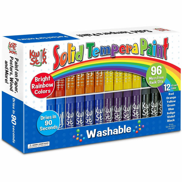 Kwik Stix Tempera Paint/Paper Set, Stick, Red, Orange, Yellow, Green, Light Blue, Dark Blue, Purple, Black (TPG698) Each