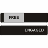 Stewart Superior Sliding Information Sign, "Free/Engaged" Print/Message, 8.9" Width x 2" Height, Black, Silver, 1/Pack (SSCOF135) Each