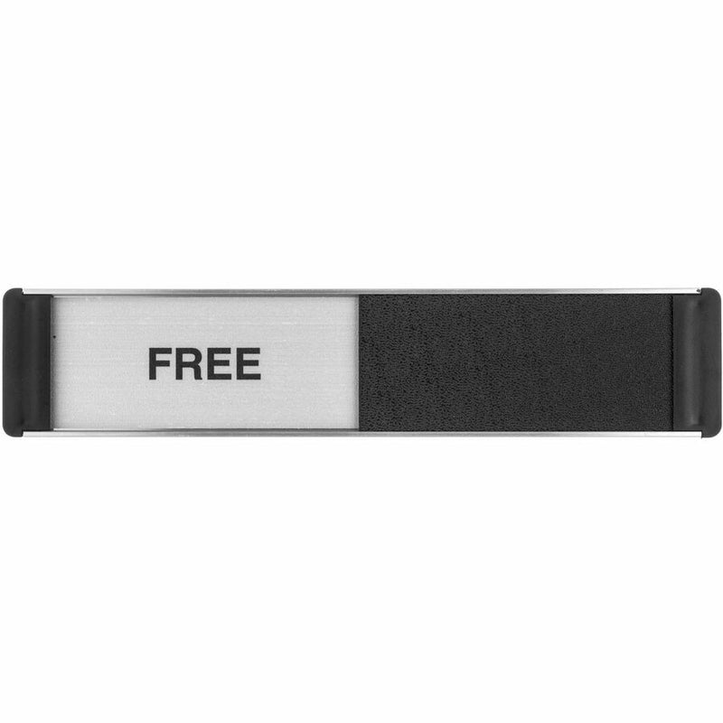 Stewart Superior Sliding Information Sign, "Free/Engaged" Print/Message, 8.9" Width x 2" Height, Black, Silver, 1/Pack (SSCOF135) Each