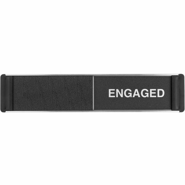 Stewart Superior Sliding Information Sign, "Free/Engaged" Print/Message, 8.9" Width x 2" Height, Black, Silver, 1/Pack (SSCOF135) Each