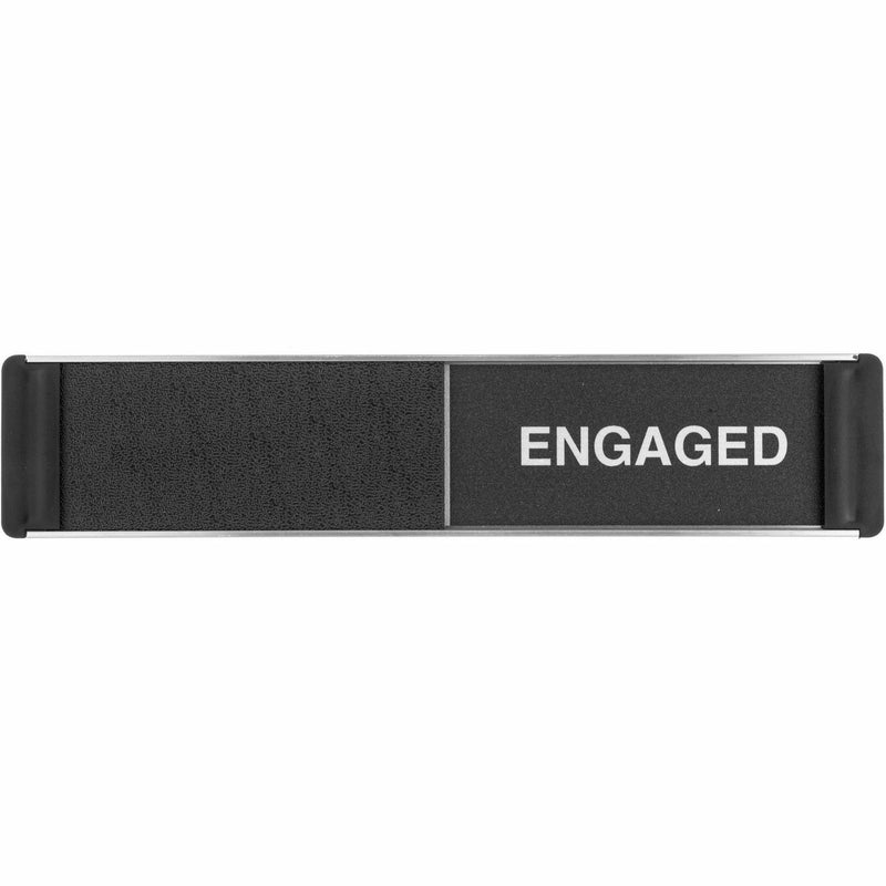 Stewart Superior Sliding Information Sign, "Free/Engaged" Print/Message, 8.9" Width x 2" Height, Black, Silver, 1/Pack (SSCOF135) Each