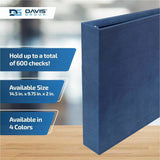 Davis Group Premium 3-Up Business Checkbook Binder, Navy Blue, 200 Sheet Capacity, 7 Ring, Pocket: Internal, Vinyl, Pocket (DGC3UPAM72) Each