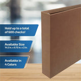 Davis Group Premium 3-Up Business Checkbook Binder, 200 Sheet Capacity, 7 Ring, Pocket: Internal, Vinyl, Tan, Pocket (DGC3UPAM09) Each