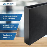 Davis Group Premium 3-Up Business Checkbook Binder, Black, 200 Sheet Capacity, 7 Ring, Pocket: Internal, Vinyl, Pocket (DGC3UPAM01) Each