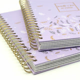 Pukka Pads Rochelle & Jess Notebook, 7 1/2" x 10", Black, Lilac, Gold Cover, 5 Subject(s), 100 Sheets, Ruled Margin, 3/Pack (PKP9917ROC) Pack of 3