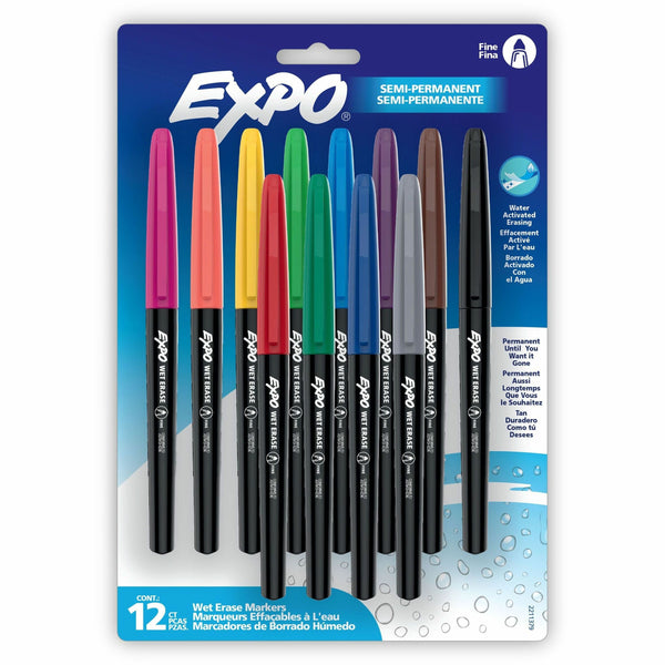 Sanford Expo Wet-Erase Markers, Assorted Ink, 12/Pack (SAN2211379) Pack of 12
