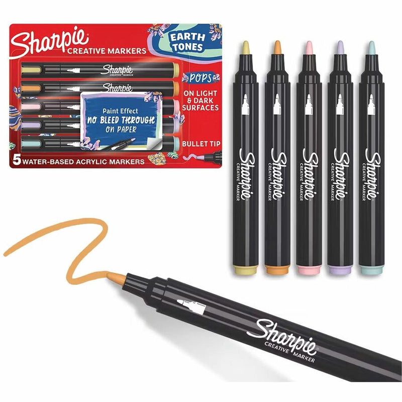 Sanford Creative Markers, Assorted Ink, Acrylic Based, Water Based, 5/Pack (SAN2213328) Pack of 5