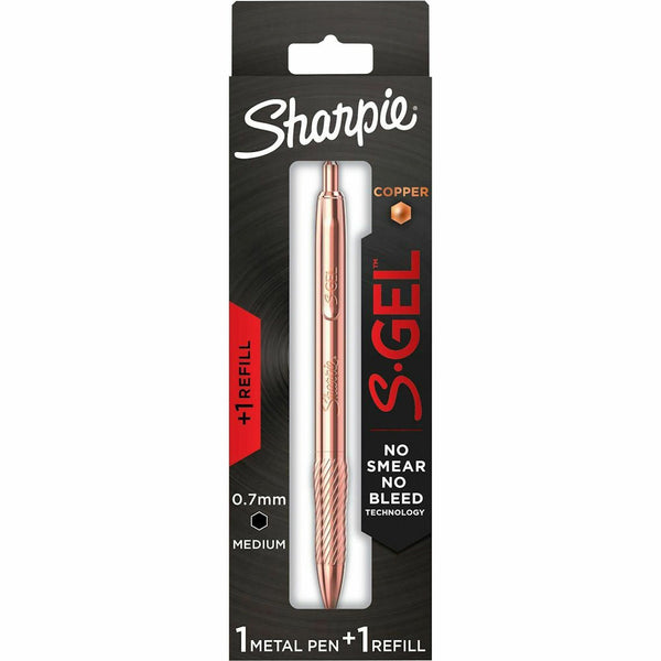 Sharpie S-Gel Pens, 0.7 mm Medium Pen Point, Refillable, Black Ink, Copper Plated Brass Metal Alloy Barrel, 1/Pack (SAN2214552) 1 Pack