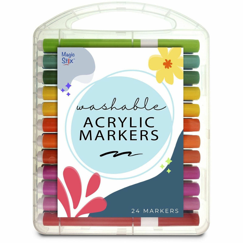 The Pencil Grip Magic Stix Washable Acrylic Markers, Assorted Ink, Round Barrel, 24/Each (TPG498) Each