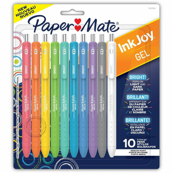 Paper Mate InkJoy Gel Pens, 0.7 mm Pen Point, Assorted Ink, Gel-based, Assorted Barrel, 10/Pack (PAP2173764) Pack of 10