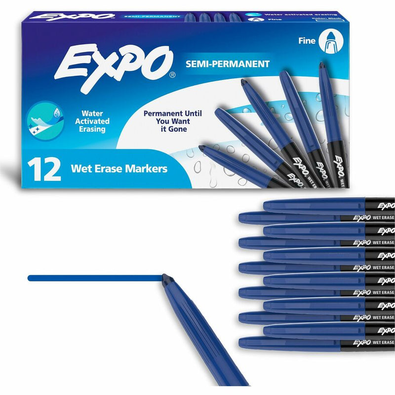 Sanford Expo Wet-Erase Markers, Fine Marker Point, Blue Ink, 1/Dozen (SAN2211319) 1 Dozen