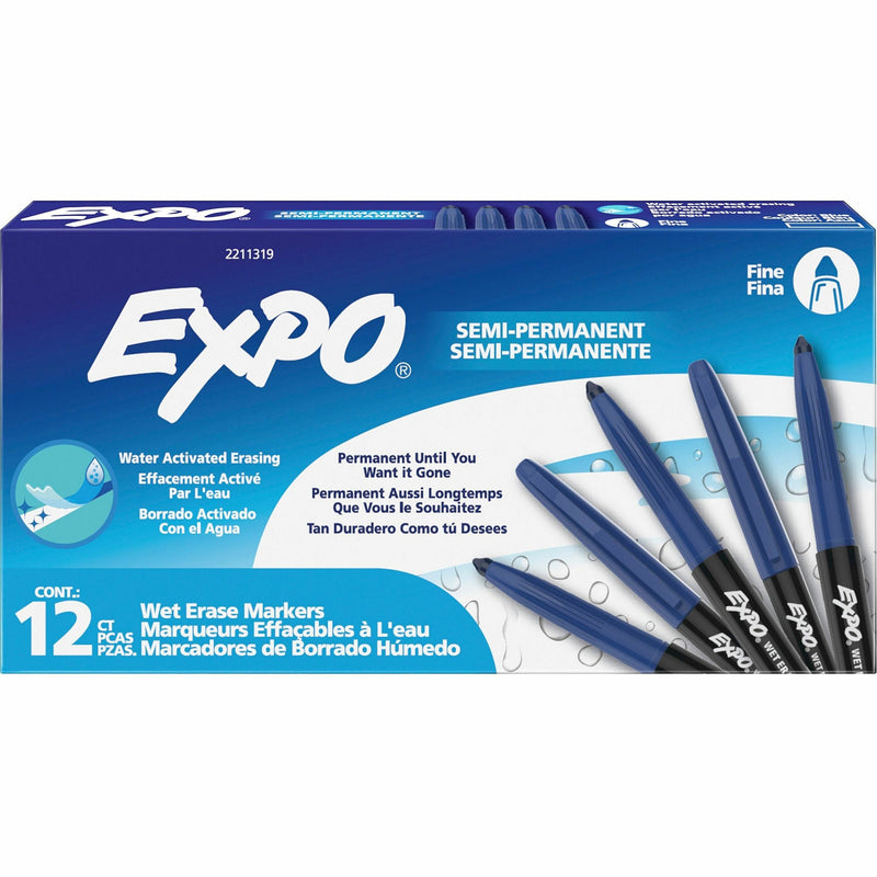 Sanford Expo Wet-Erase Markers, Fine Marker Point, Blue Ink, 1/Dozen (SAN2211319) 1 Dozen