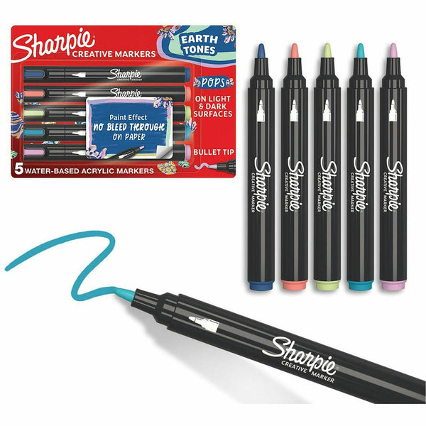 Sharpie Creative Markers, Bullet, Medium Marker Point, Assorted Ink, Water Based, 5/Pack (SAN2209902) Pack of 5