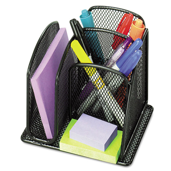 Safco® Onyx Mesh Mini Organizer, 3 Compartments, Steel, 6 x 5.25 x 5.25, Black (SAF3250BL)