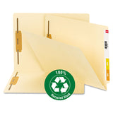 Smead™ Recycled Manila End Tab Fastener Folders, 0.75" Expansion, 2 Fasteners, Letter Size, Manila Exterior, 50/Box (SMD34160)