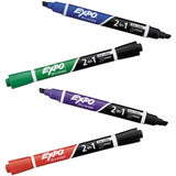 Expo 2-in-1 Dry Erase Markers, Assorted Ink/, Erasable, 4/Pack (SAN1944655A) Pack of 4