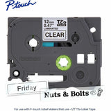 Brother P-touch Laminated Tape for Label Marker, Black on Clear, DiameterTape, Thermal, Water Resistant (BRTTZE131G) Each