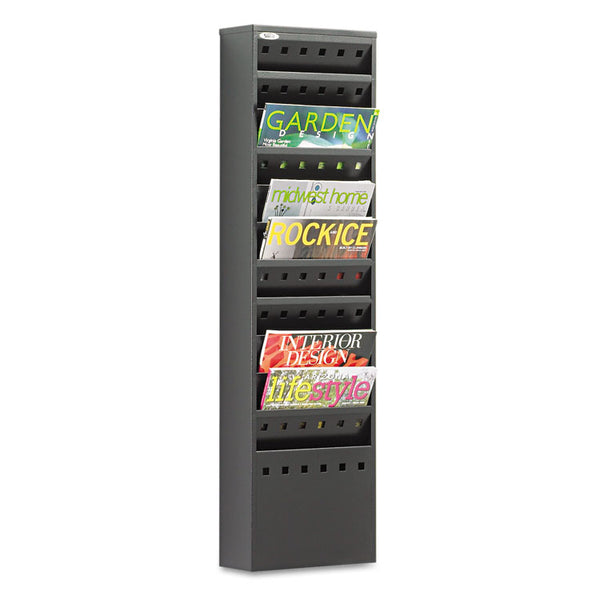 Safco® Steel Magazine Rack, 11 Compartments, 10w x 4d x 36.25h, Black (SAF4321BL) Each
