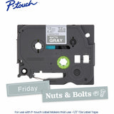 Brother Genuine P-touch TZeML35 WHT on GRY Label Tape, Premium Matte Laminated, 12mmX8m, 15/32", Matte Gray (BRTTZEML35G) Each