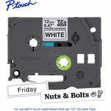 Brother P-touch Genuine TZeS231 BK on WHT Label Tape, Strong Adhesive Lam., 12mmX8m, 15/32", White, Laminated (BRTTZES231G) Each