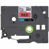 Brother Genuine P-touch TZe421 BK on RD Label Tape, Laminated, 9mmX8m, 23/64", Red, Water Resistant (BRTTZE421G) Each