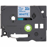Brother P-touch Genuine TZe233 Blue on WHT Label Tape, Laminated, 12mmX8m, 15/32", White, Water Resistant (BRTTZE233G) Each