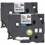 Brother Genuine P-touch TZe2512PK BK on WHT Label Tapes, Laminated, 24mmX8m each, 15/16", White, Water Resistant, 2/Pack (BRTTZE2512PKG) Pack of 2
