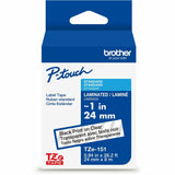 Brother P-touch Genuine TZe151 BK on CLR Label Tape, Laminated, 24mmX8m, 15/16", Clear, Water Resistant (BRTTZE151G) Each