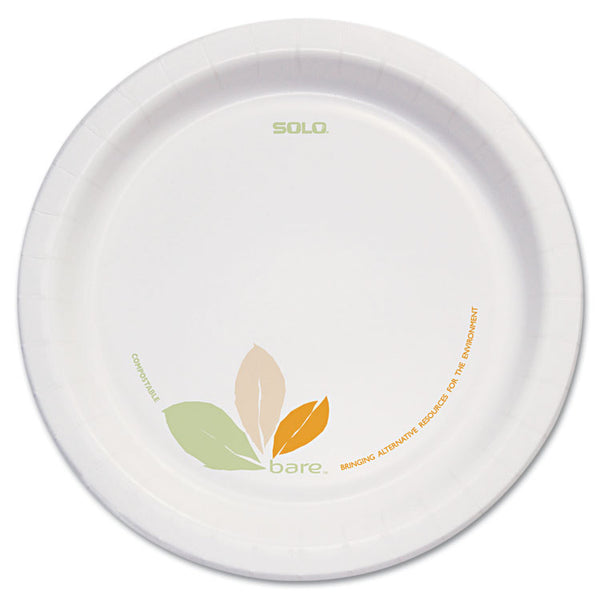 SOLO® Bare Eco-Forward Paper Dinnerware Perfect Pak, Plate, 8.5" dia, Green/Tan, 125/Pack, 2 Packs/Carton (SCCOFMP9RJ7234)