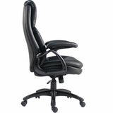 Lorell Black Base Leather High-back Chair, Black (LLR59435) Each