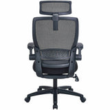 Lorell Lanser Mesh-Back Chair with Flip-Up Arms, Fabric Seat Material, Mesh Back Material, Black (LLR63210) Each