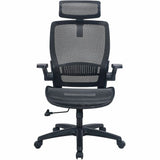 Lorell Lanser All-Mesh Chair with Flip-Up Arms, Black (LLR63211) Each