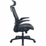 Lorell Lanser All-Mesh Chair with Flip-Up Arms, Black (LLR63211) Each