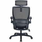 Lorell Lanser All-Mesh Chair with Flip-Up Arms, Black (LLR63211) Each