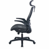 Lorell Lanser All-Mesh Chair with Flip-Up Arms, Black (LLR63211) Each