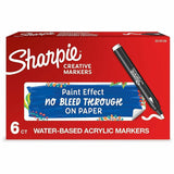 Sharpie Creative Marker, White Ink, Water Based, Acrylic Based, 6/Box (SAN2218126) Box of 6