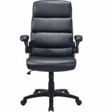 Lorell Colline High-Back Chair with Flip Arms, Bonded Leather, Black (LLR41853) Each