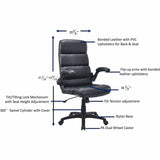 Lorell Colline High-Back Chair with Flip Arms, Bonded Leather, Black (LLR41853) Each