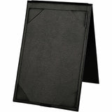 Deflecto Double-Sided A-Frame Table Tent, Support 5" x 7" Media, Black, Leatherette (DEF4440) Each