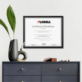 Lorell Certificate Frame, 8.50" x 11" Frame Size, Beveled Edge, Black (LLR49415) Each